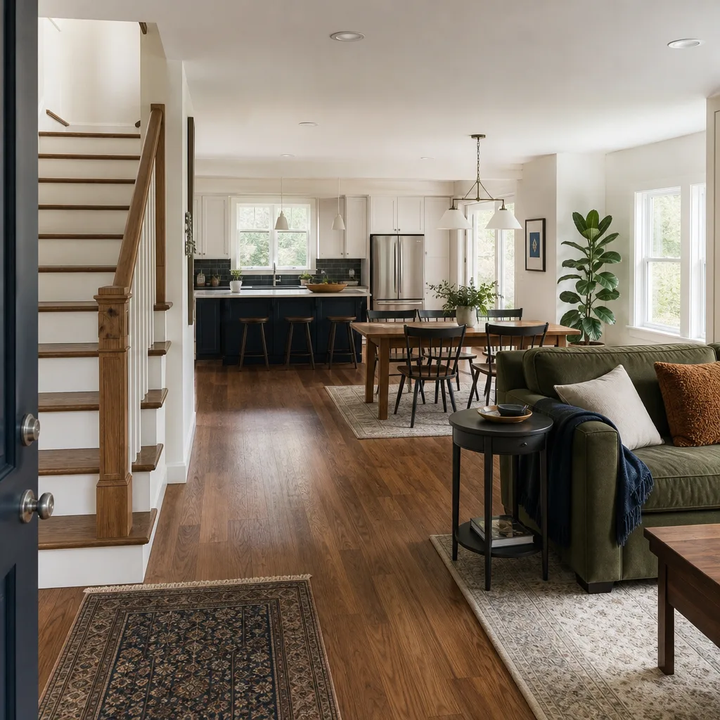 A whole-home remodel with the living, dining and kitchen areas opened up